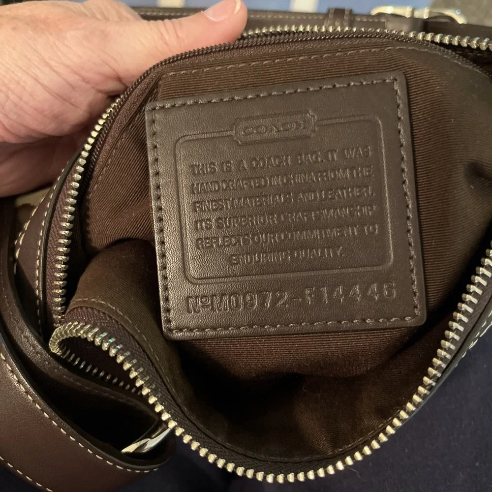 Coach Shoulder Bag Xbody Signature Chelsea Khaki Brown Jacquard Leather Silver